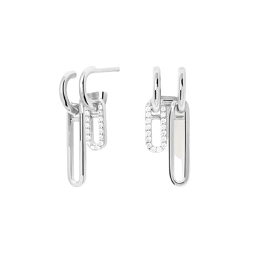 Σκουλαρίκια Pdpaola AR02-828-U Essentials Nexa Silver με διπλό κρικάκι & κρεμαστά με ζιργκόν.
